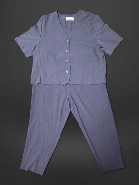 Metro Navy Blue Vintage Pantsuit Two Piece Set (20/22W)